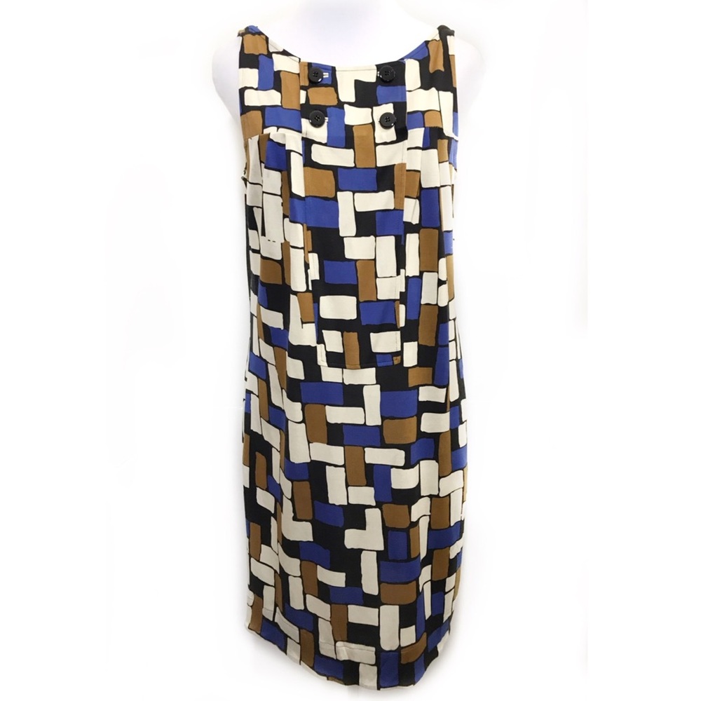 Diane Von Furstenberg 6 Geometric Shift Dress Silk Mod Retro Tulip